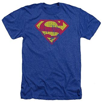 Superman Classic Logo Distressed Adult Heather T-shirt