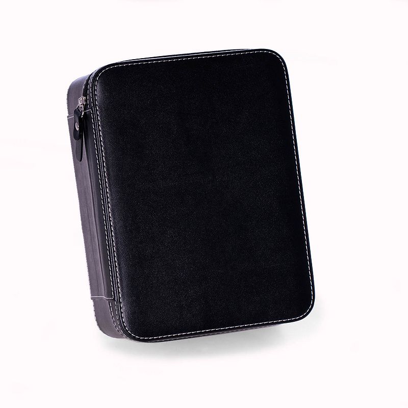 Bey-Berk Drake Leather Travel Watch Case, Black