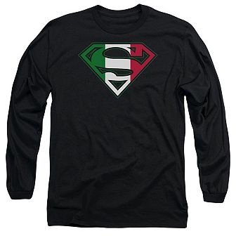 Superman Italian Shield Long Sleeve Adult T-shirt