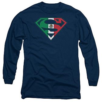 Superman Mexican Shield Long Sleeve Adult T-shirt