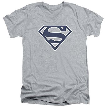 Superman Navy & White Shield Short Sleeve Adult V Neck T-shirt