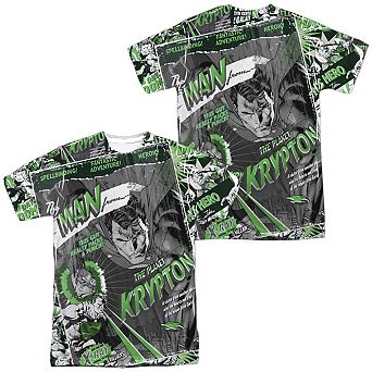 Superman Man From Krypton Short Sleeve Adult 100% Poly Crew T-shirt