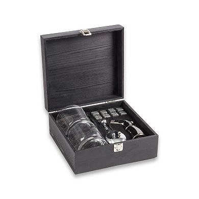 Bey-Berk Boulevardier Set with Two Whiskey Glasses, 12 Whiskey Stones, Cigar Torch, Ashtray & Cutter