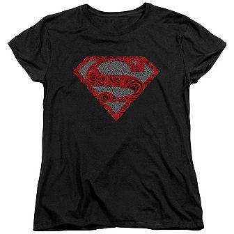 Superman Elephant Rose Shield Short Sleeve Womens T-shirt