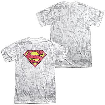 Superman Classic Repeat Short Sleeve Adult 100% Poly Crew T-shirt