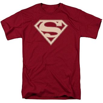 Superman Crimson & Cream Shield Short Sleeve Adult T-shirt