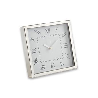 Bey-Berk Serpa Silver Plated Modern Design Desk Clock