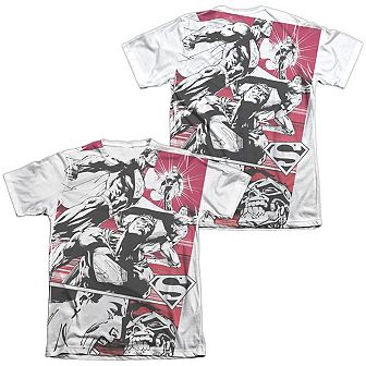 Superman Angry Red Adult 65/35 Poly/cotton Short Sleeve T-shirt