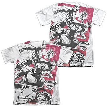 Superman Angry Red Adult 65/35 Poly/cotton Short Sleeve T-shirt