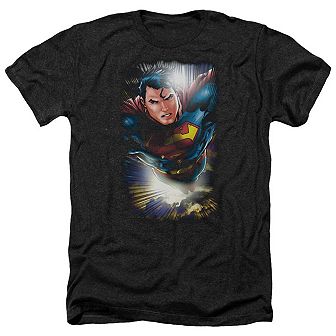 Superman In The Sky Adult Heather T-shirt