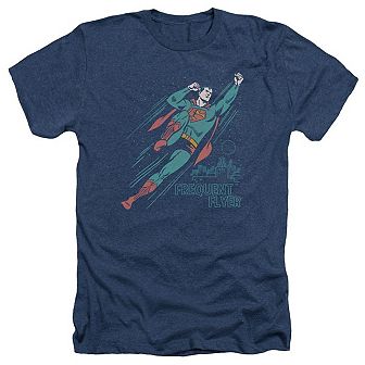 Superman Frequent Flyer Adult Heather T-shirt