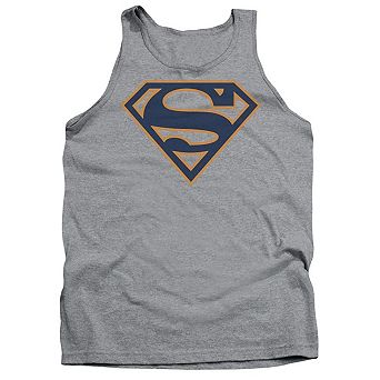 Superman Navy & Orange Shield Adult Tank Top