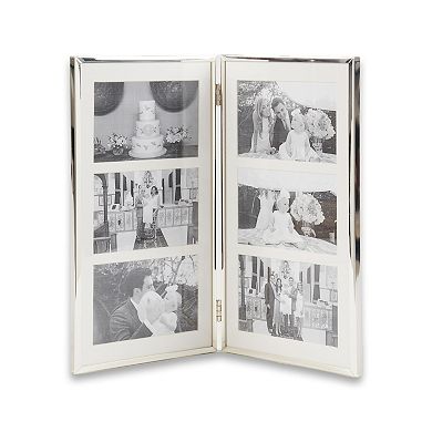 Bey-Berk Silver Plated Collage Picture Frame Holds Six 4" x 6" Photos