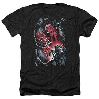 Superman Heat Blast Adult Heather T-shirt