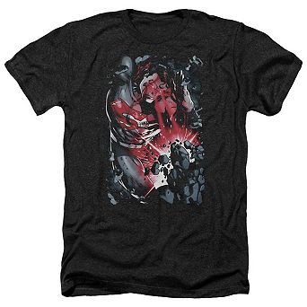Superman Heat Blast Adult Heather T-shirt