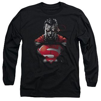 Superman Heat Vision Charged Long Sleeve Adult T-shirt