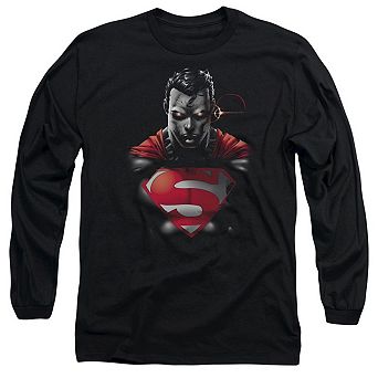 Superman Heat Vision Charged Long Sleeve Adult T-shirt