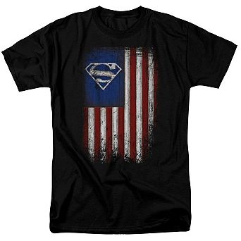 Superman Old Glory Shield Short Sleeve Adult T-shirt