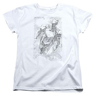 Superman Exploding Space Sketch Short Sleeve Womens T-shirt