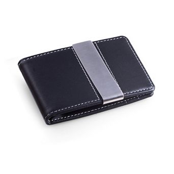 Bey-Berk Leather Slim Wallet with Stainless Steel Money Clip