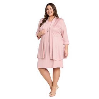 Plus Size R&M Richards Metallic Rib Knit Jacket & Shift Dress Set