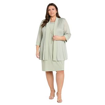 Plus Size R&M Richards Metallic Rib Knit Jacket & Shift Dress Set