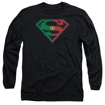 Superman Portugal Shield Long Sleeve Adult T-shirt