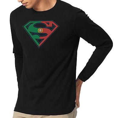 Superman Portugal Shield Long Sleeve Adult T-shirt