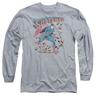 Superman Mad At Rocks Long Sleeve Adult T-shirt