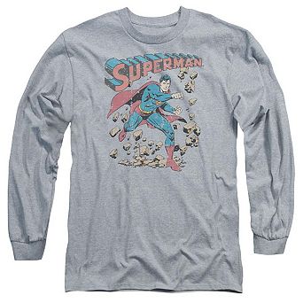 Superman Mad At Rocks Long Sleeve Adult T-shirt