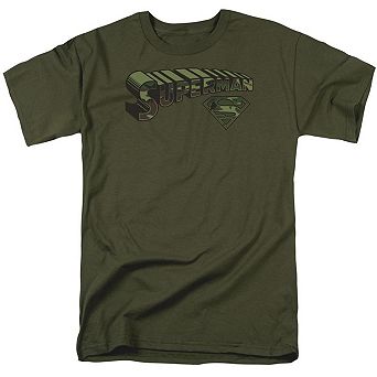 Superman Camo Logo & Shield Short Sleeve Adult T-shirt