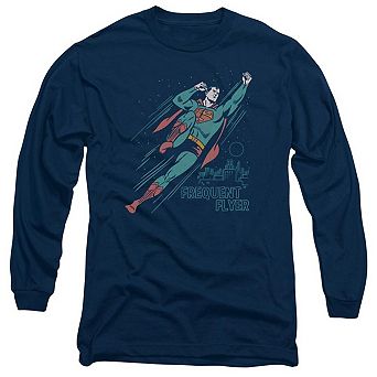 Superman Frequent Flyer Long Sleeve Adult T-shirt