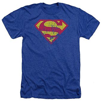 Superman Classic Logo Distressed Adult Heather T-shirt