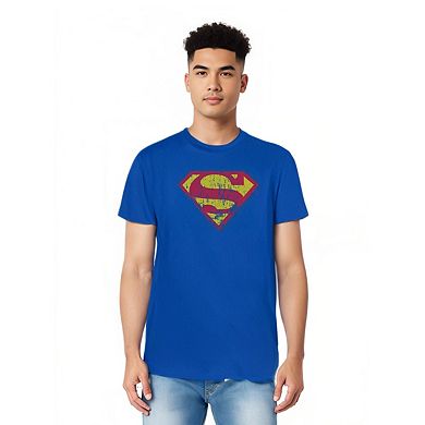 Superman Classic Logo Distressed Adult Heather T-shirt
