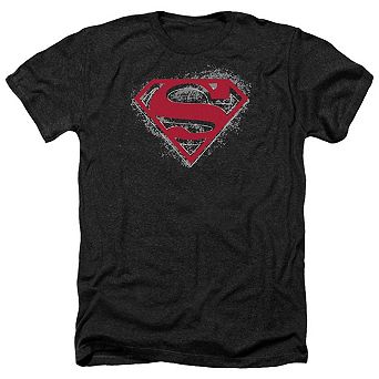 Superman Hardcore Noir Shield Adult Heather T-shirt
