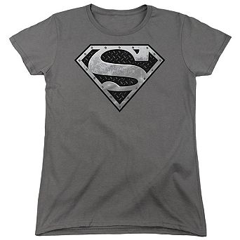 Superman Super Metallic Shield Short Sleeve Womens T-shirt