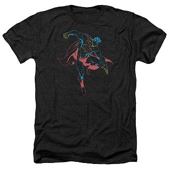 Superman Neon Superman Adult Heather T-shirt