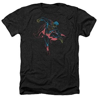 Superman Neon Superman Adult Heather T-shirt