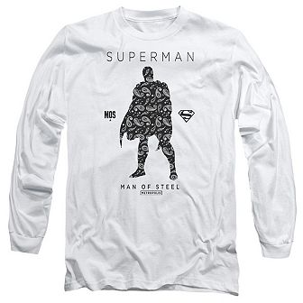 Superman Paisley Sihouette Long Sleeve Adult T-shirt