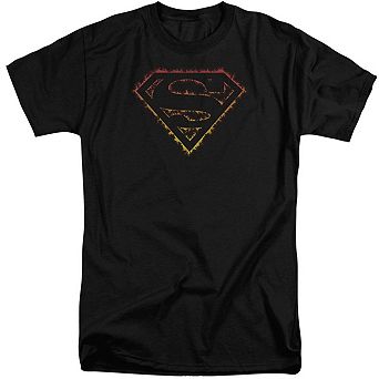 Superman Flame Outlined Logo Short Sleeve Adult Tall T-shirt