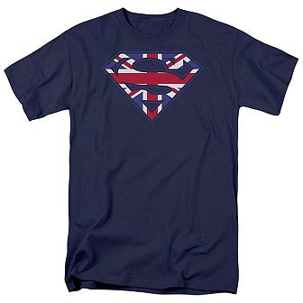 Superman Great Britian Shield Short Sleeve Adult T-shirt