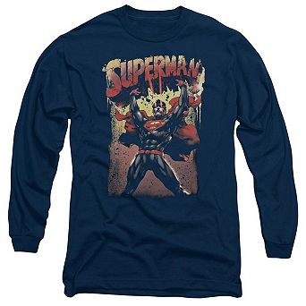 Superman Lift Up Long Sleeve Adult T-shirt