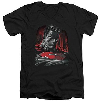 Superman Man Of Steel Short Sleeve Adult V Neck T-shirt