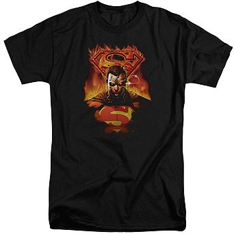 Superman Man On Fire Short Sleeve Adult Tall T-shirt