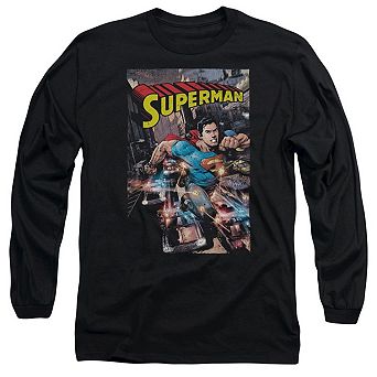 Superman Action One Long Sleeve Adult T-shirt