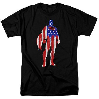 Superman Flag Silhouette Short Sleeve Adult T-shirt