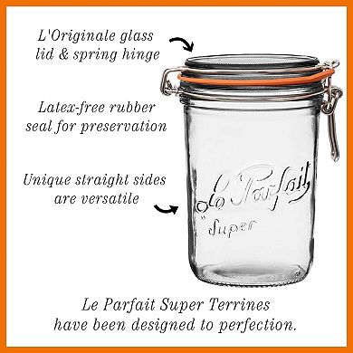 Le Parfait Super Terrine French Glass Taper Jars With Airtight Lid For Canning Food Storage 7 Fl Oz