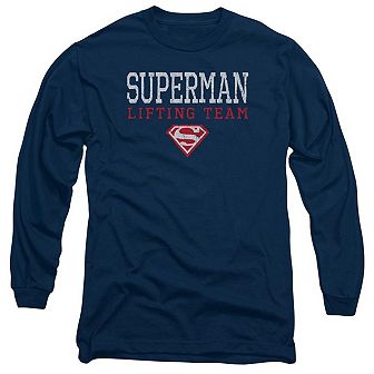 Superman Lifting Team Long Sleeve Adult T-shirt