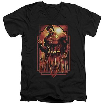 Superman Metropolis Deco Short Sleeve Adult V Neck T-shirt