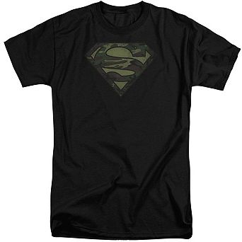 Superman Camo Logo Distressed Short Sleeve Adult Tall T-shirt